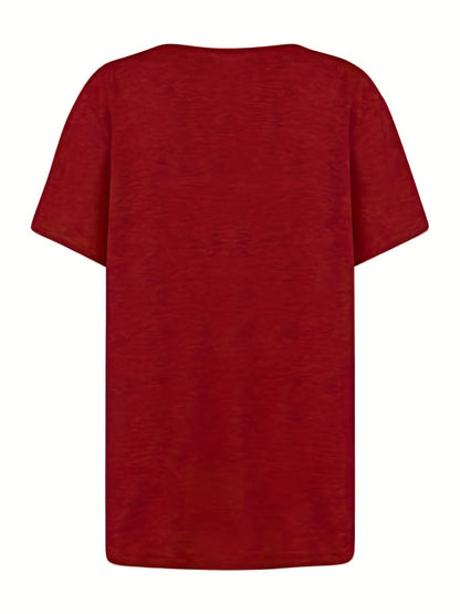T-shirt femme col asymétrique à boutons style décontracté chic pour loisirs ou sorties
