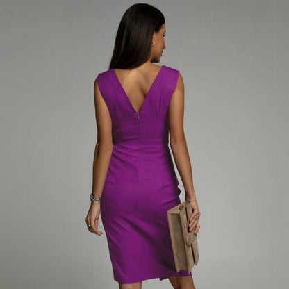 Robe élégante femme soirée fendue col croisé style chic événement habillé