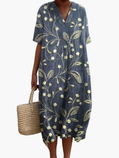 Robe d'été décontractée femme coupe ample style floral bohème