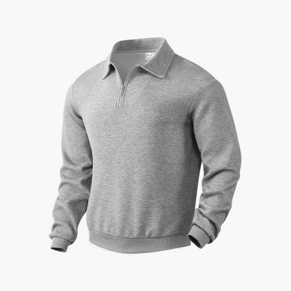 Sudadera para hombre estilo vintage con cuello con cremallera y motivo geométrico – Elegancia casual para todas las ocasiones