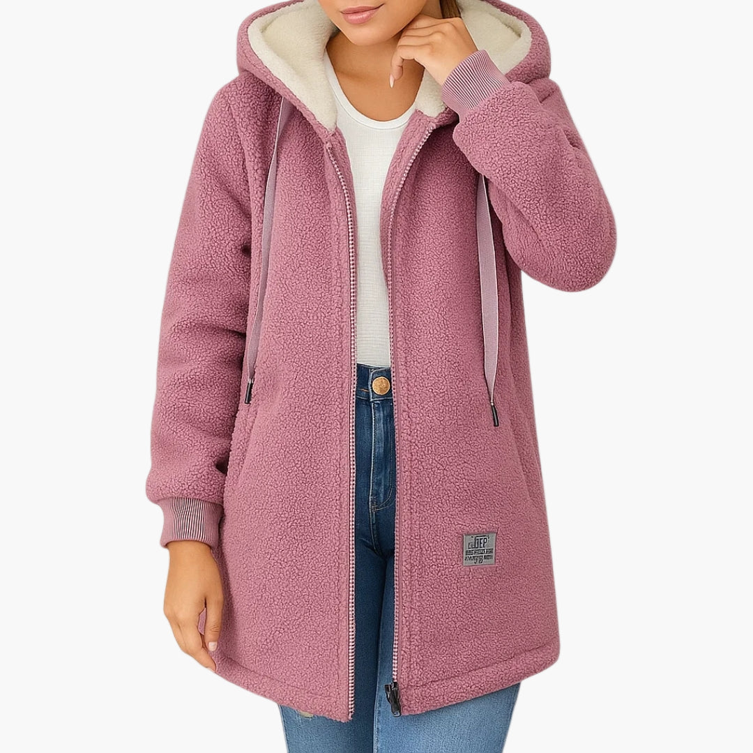 Chaqueta polar con capucha estilo casual para mujer - Ideal para otoño e invierno