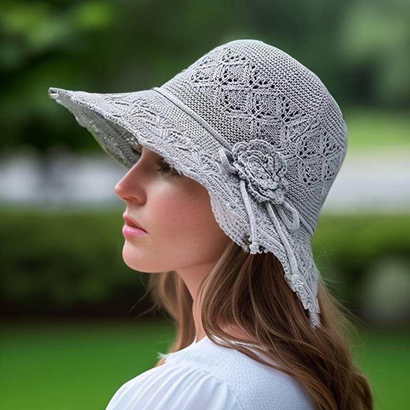 Women's Openwork Wide-Brim Sun Hat - Beige