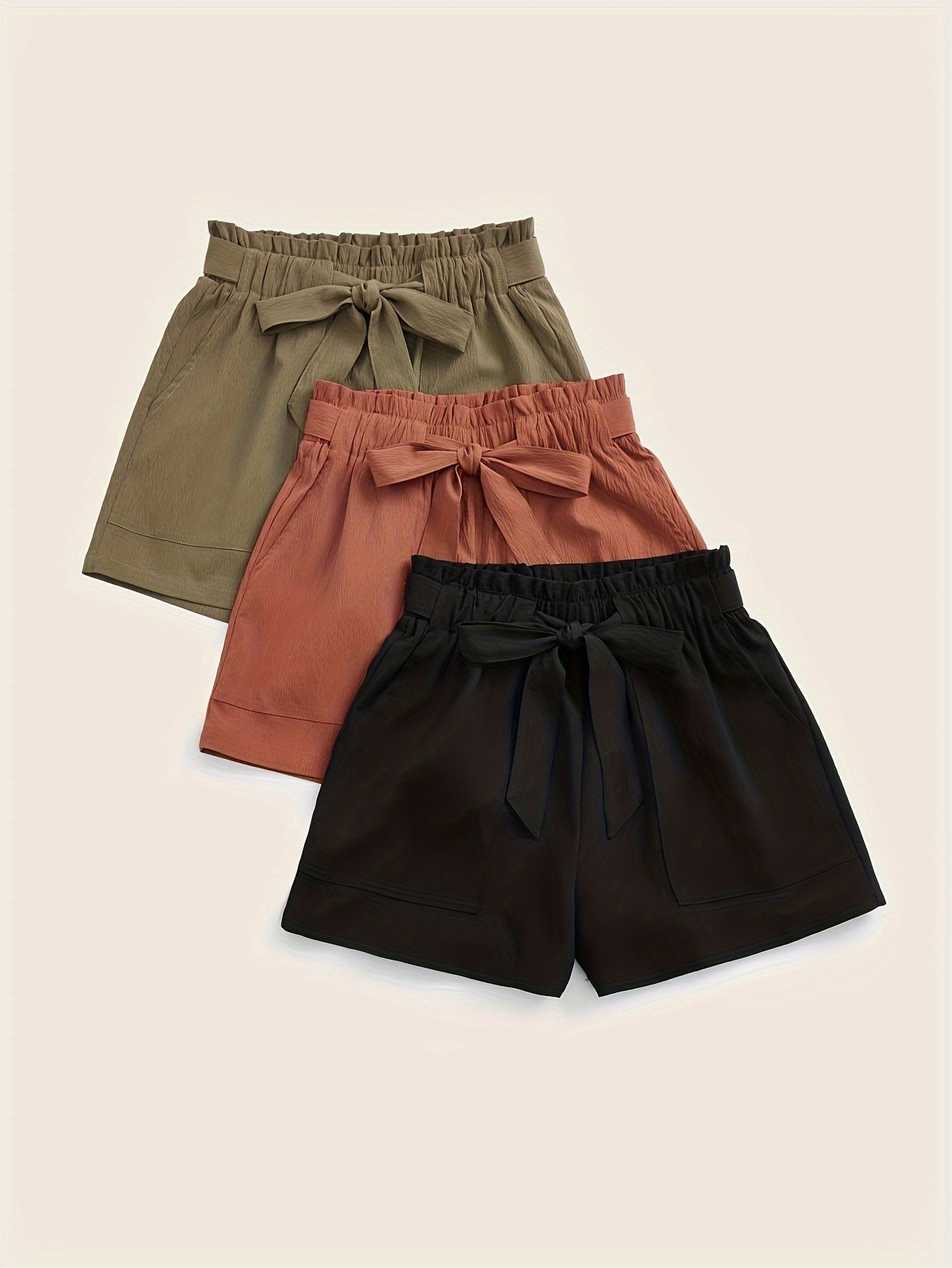 Short d'été taille haute avec ceinture nouée pour femme, style décontracté plage vacances