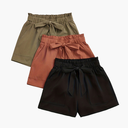 Short d'été taille haute avec ceinture nouée pour femme, style décontracté plage vacances