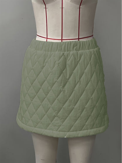 Jupe courte matelassée coupe trapèze taille élastique pour femme