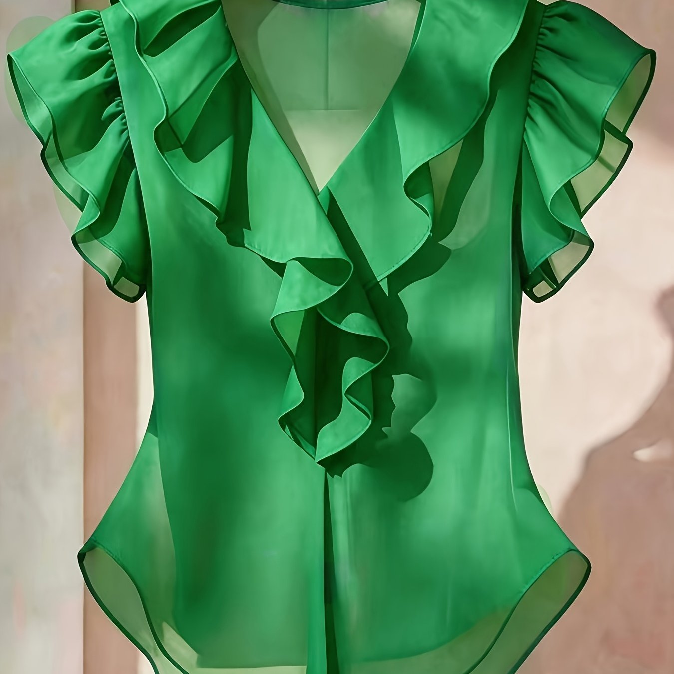Blouse Femme Élégante à Volants Style Romantique pour Tenue Chic et Bureau