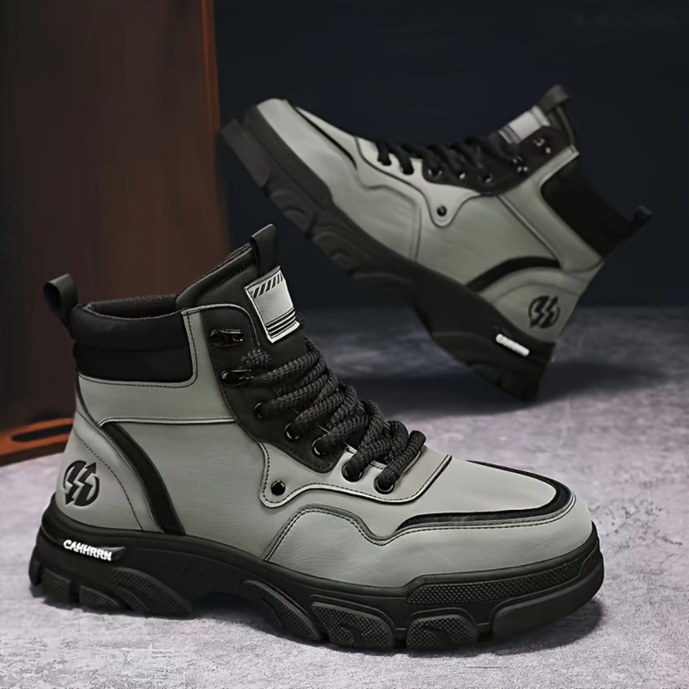 Bottes montantes pour homme, style décontracté, couleur unie