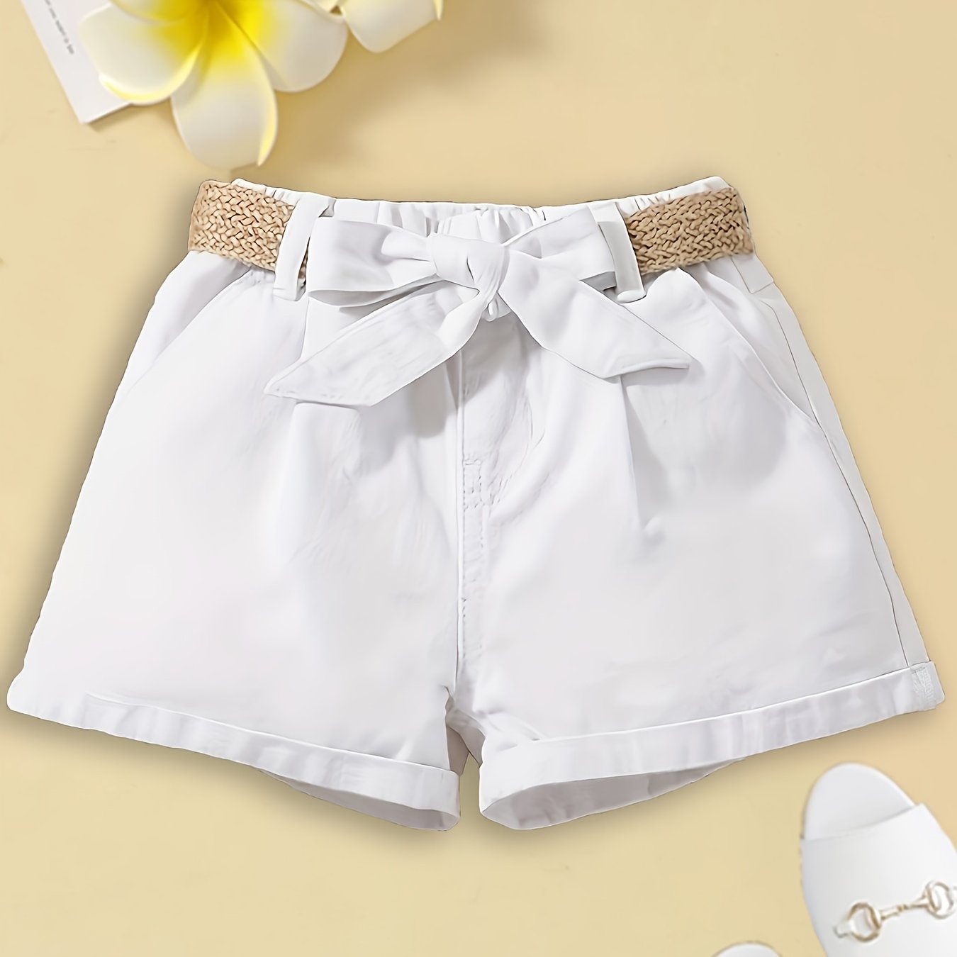 Short taille haute femme style paperbag avec ceinture et nœud élégant pour l'été