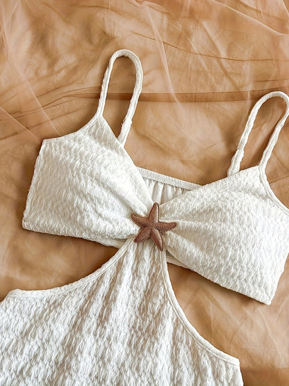 Abito aderente mini stile spiaggia per donna con dettaglio stella marina e taglio alla moda