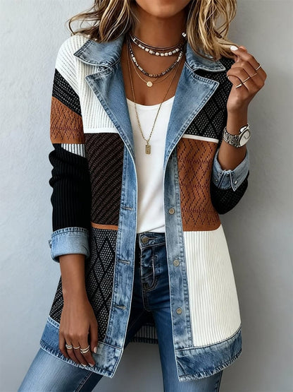 Veste blazer élégante pour femme style urbain chic à revers contrastés