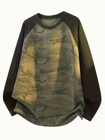 T-shirt à manches longues camouflage Raglan Vert Armée