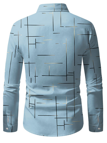 Chemise homme élégante à motif graphique, style casual business, idéale pour le printemps et l'automne