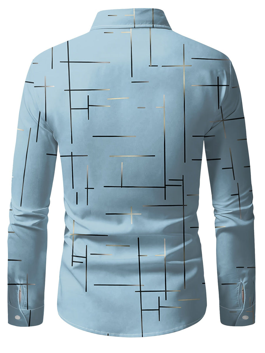 Elegante herenoverhemd met grafisch patroon, casual business stijl, ideaal voor lente en herfst