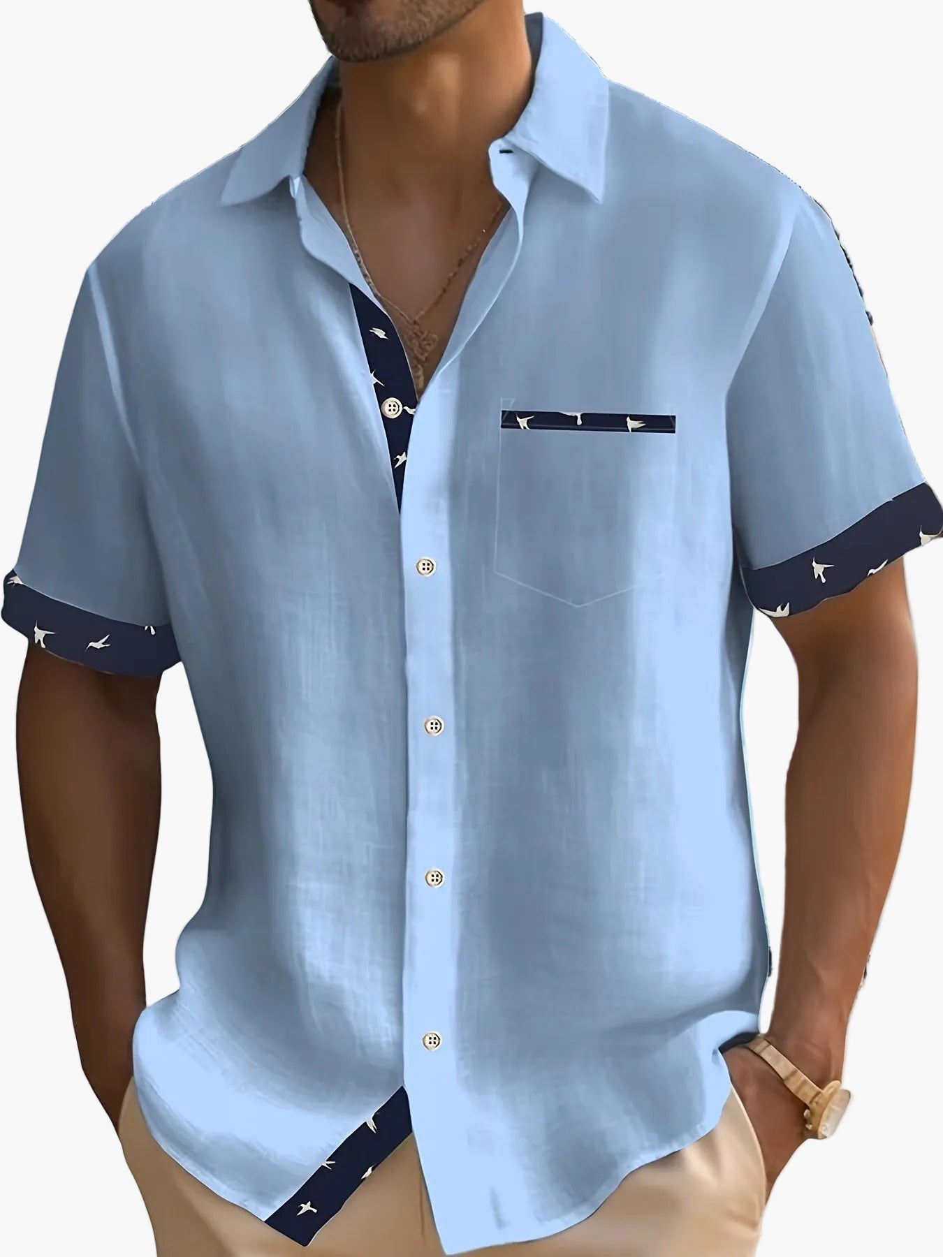 Chemise décontractée à manches courtes pour homme – Style estival élégant, idéale pour les sorties et les vacances