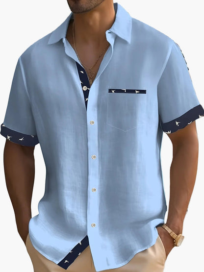 Chemise décontractée à manches courtes pour homme – Style estival élégant, idéale pour les sorties et les vacances
