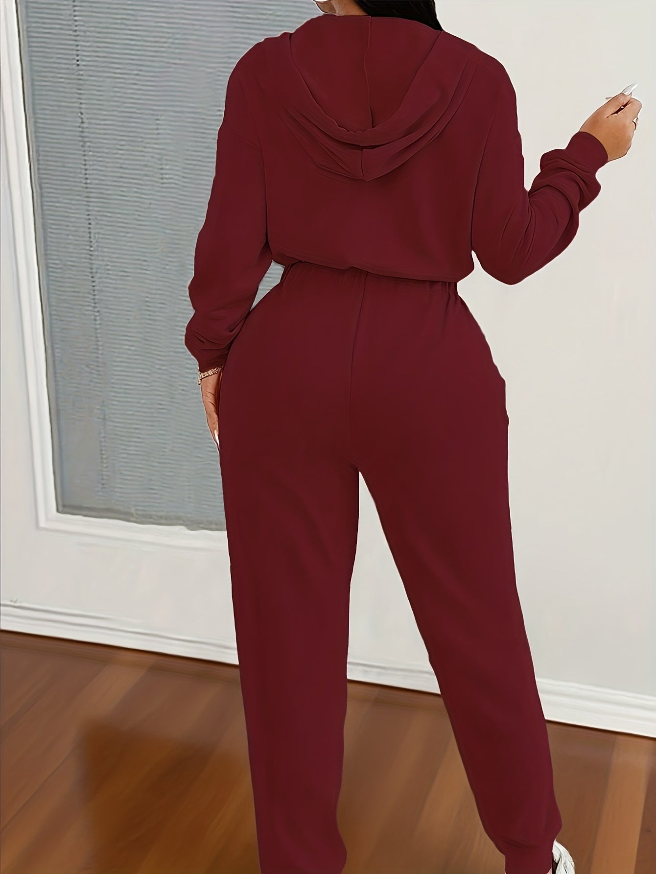Combinaison Femme à Capuche Zippée devant Manches Longues Taille Élastiquée Jambes Fuselées