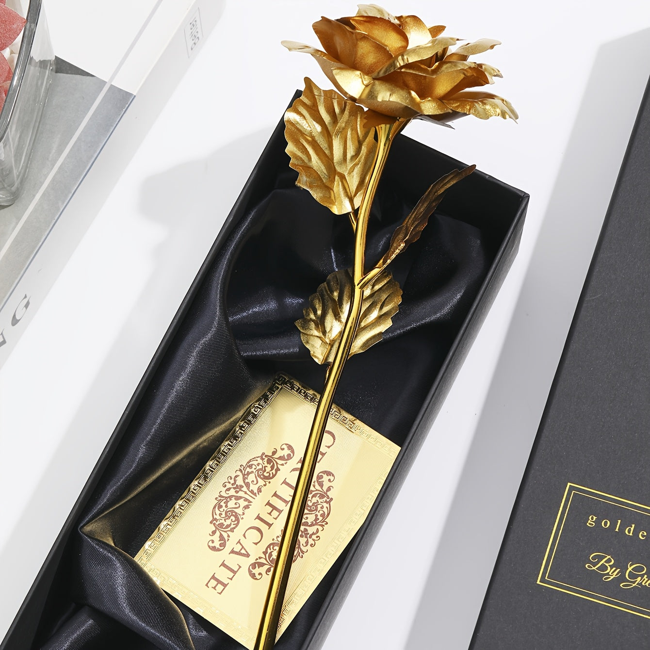 Rose décorative en coffret cadeau – Idée cadeau romantique pour femme – Objet d’ornement élégant