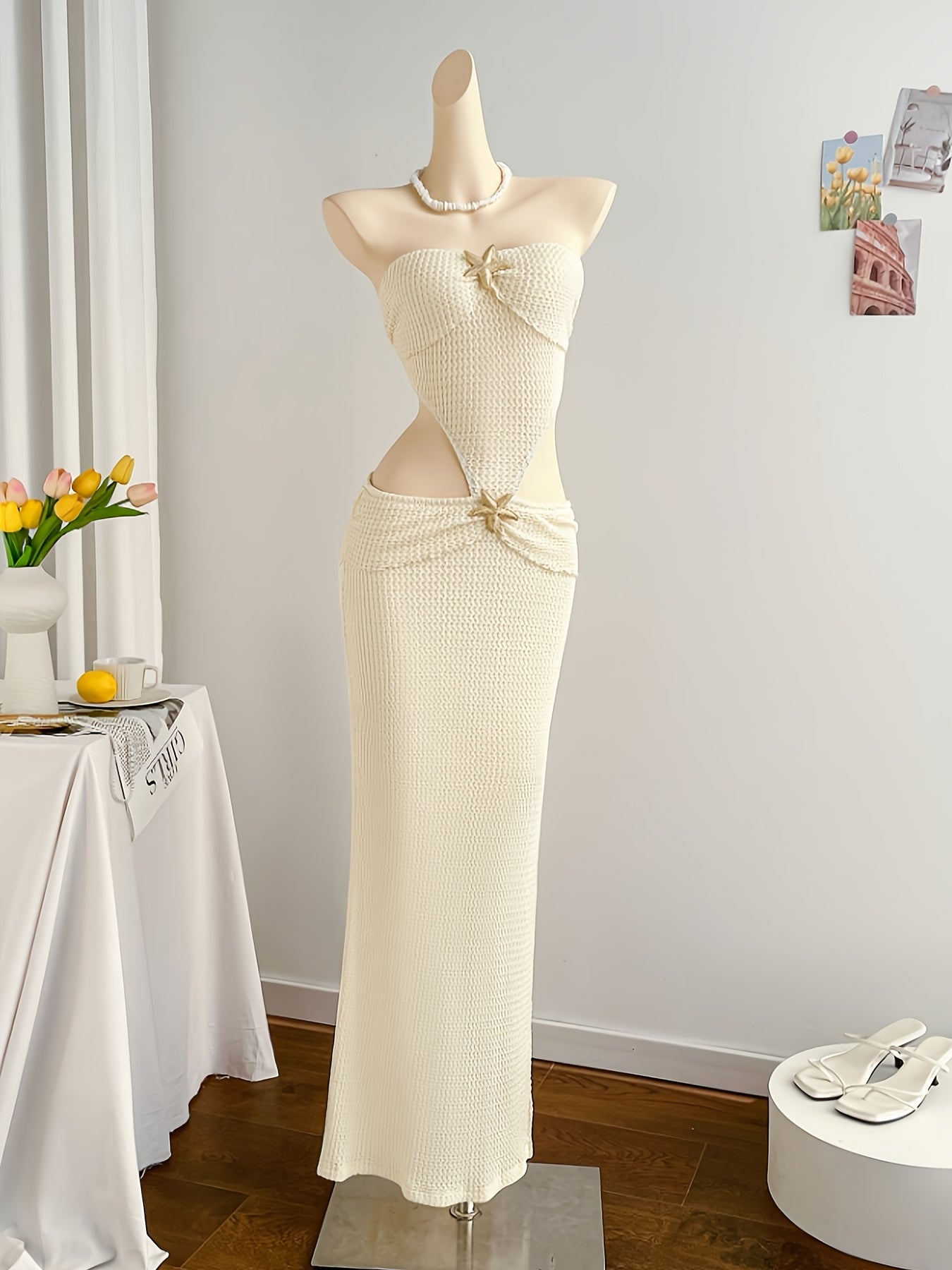 Vestido largo de noche para mujer estilo vacaciones chic con bustier recortado elegante