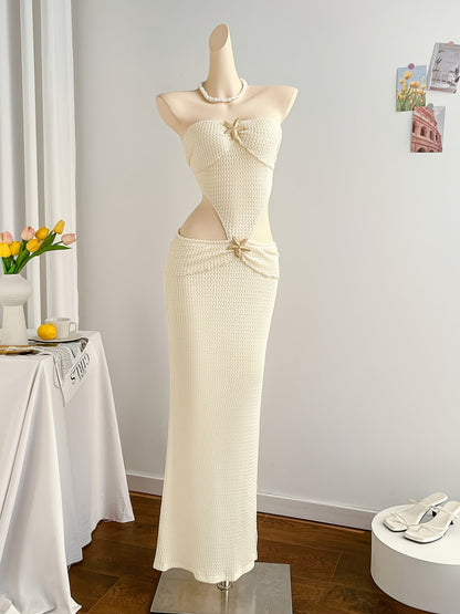 Vestido largo de noche para mujer estilo vacaciones chic con bustier recortado elegante