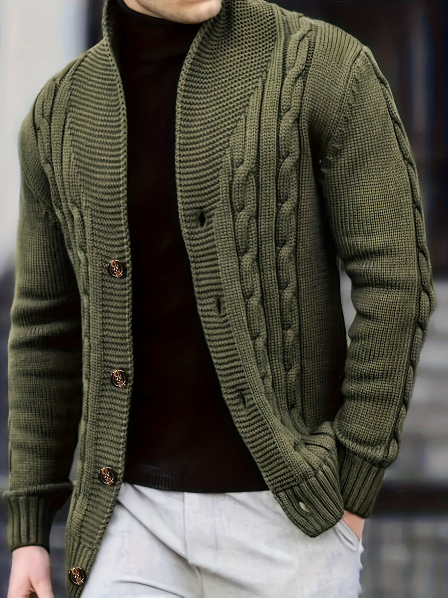 Herren-Cardigan aus Strick mit Schalkragen und Knöpfen