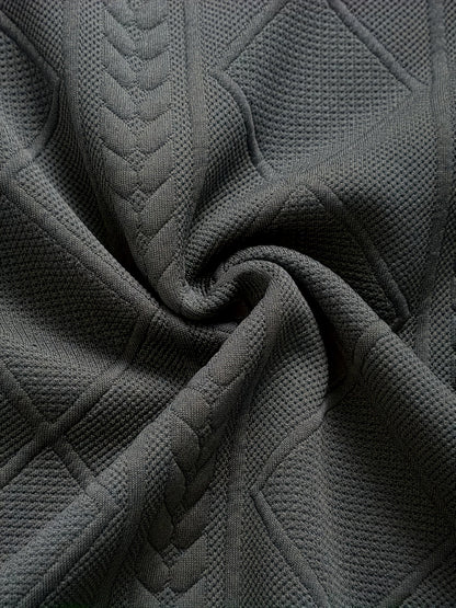 T-shirt homme style casual à motif tricot, col rond, manches courtes, idéal pour l’été
