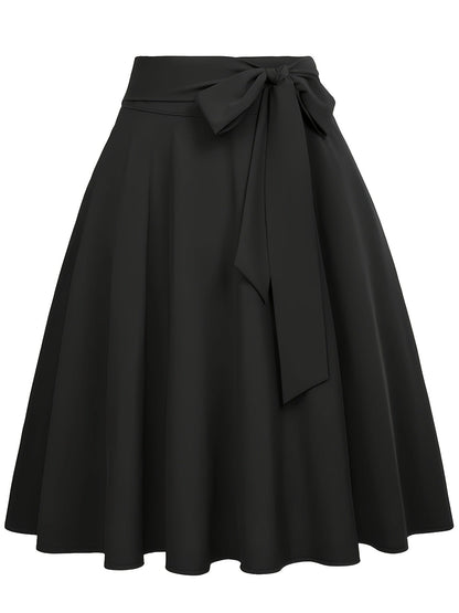 Falda skater para mujer elegante de talle alto con cinturón anudado – Estilo sofisticado para todas las ocasiones