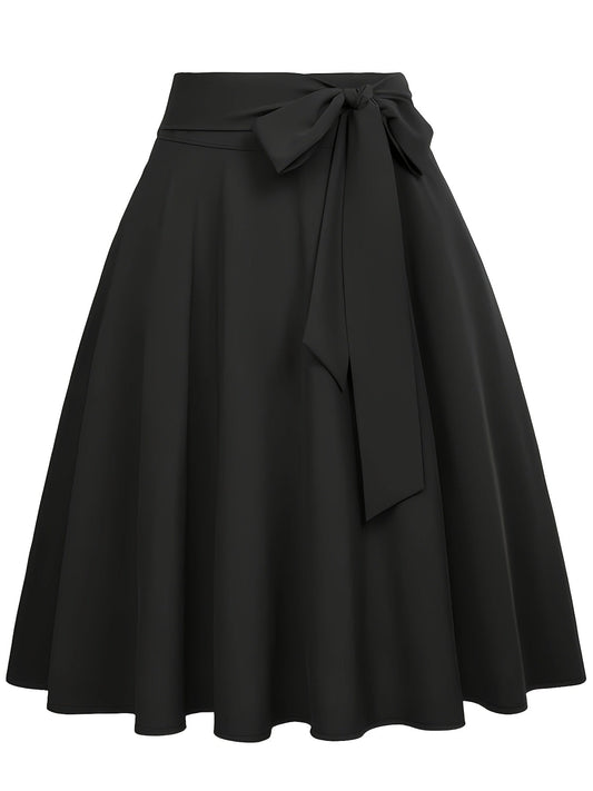 Gonna a ruota donna chic a vita alta con cintura annodata – Stile elegante per tutte le occasioni