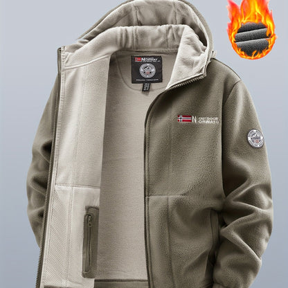 Veste polaire à capuche homme Bleu marine double épaisseur extérieur