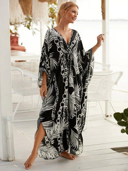 Kaftán largo de playa para mujer estilo resort tropical chic