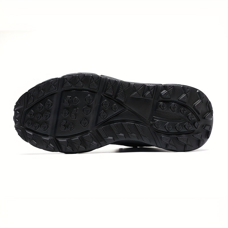 Bottes montantes homme noires, style randonnée, lacets et œillets métalliques