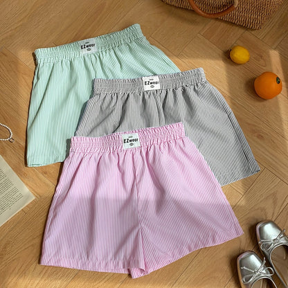 Shorts décontractés à rayures pour femme, lot de 3, style confortable pour la maison ou l'été