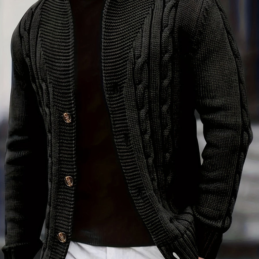 Herren-Cardigan aus Strick mit Schalkragen und Knöpfen