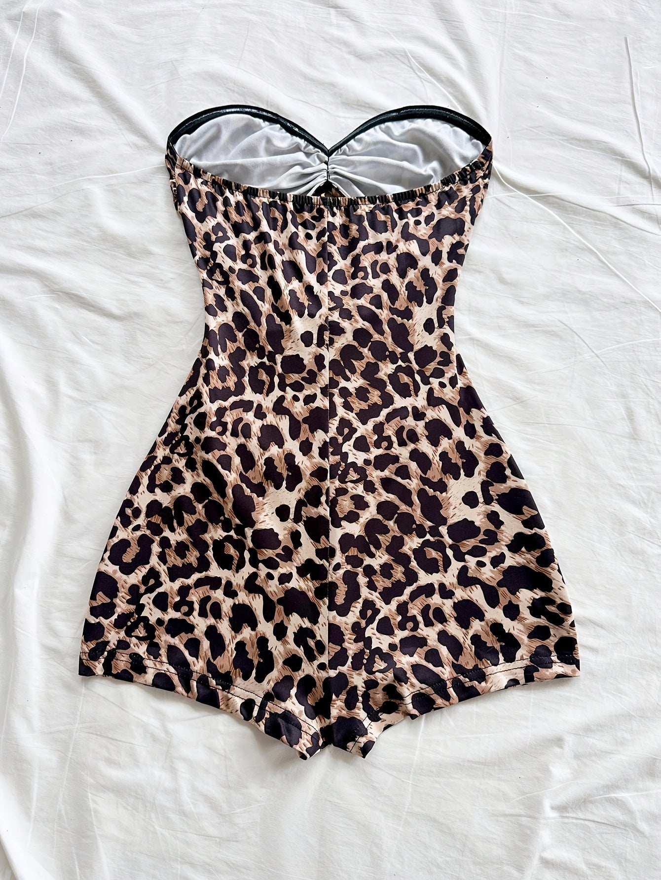 Bañador retro para mujer estilo pin-up de una pieza con corte y estampado de leopardo