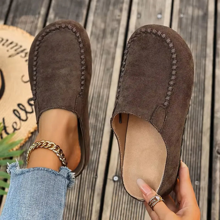 Bequeme Damen-Mules im Mokassin-Stil, geschlossen, mit flexibler Sohle