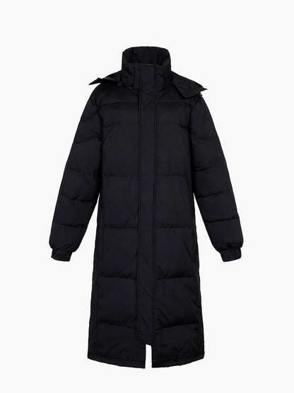 Herr lång dunjacka med huva i urban stil för en avslappnad vinter