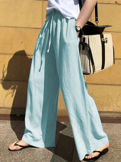 Pantalon large femme style décontracté chic avec taille à cordon – Idéal pour le printemps et l'été