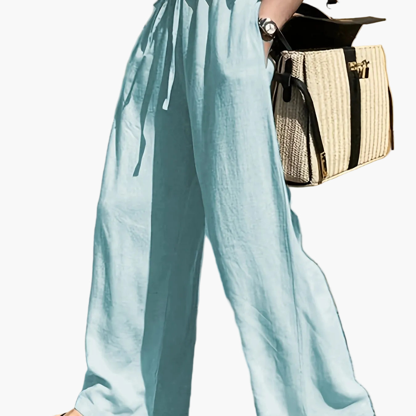 Pantalon large femme style décontracté chic avec taille à cordon – Idéal pour le printemps et l'été