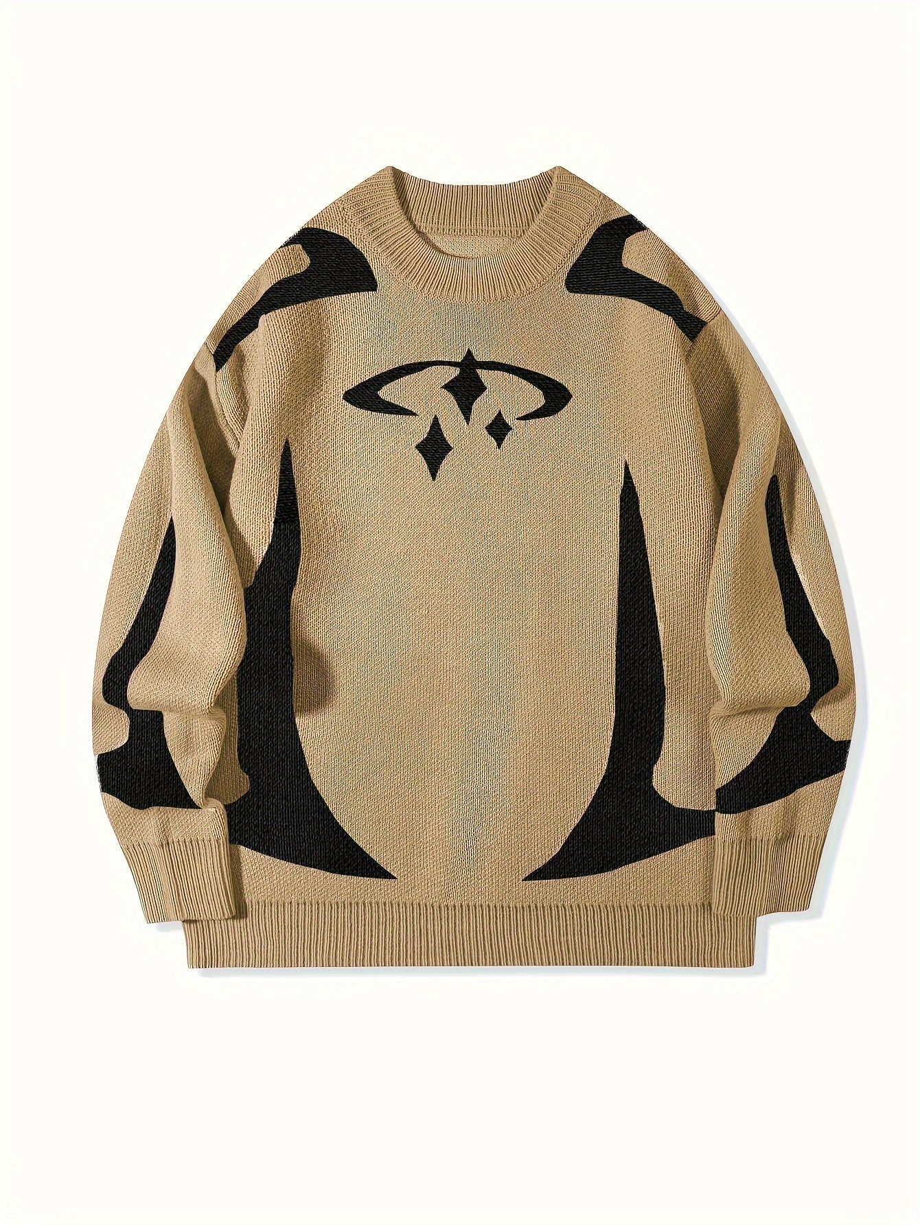 Pull en maille unisexe à motifs abstraits et col rond