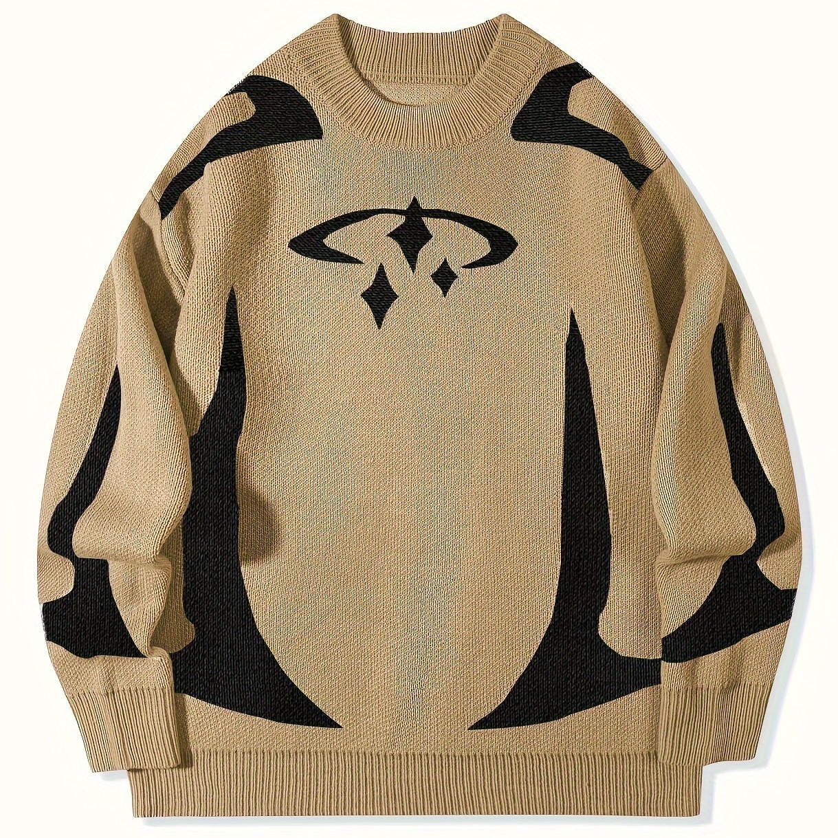 Pull en maille unisexe à motifs abstraits et col rond