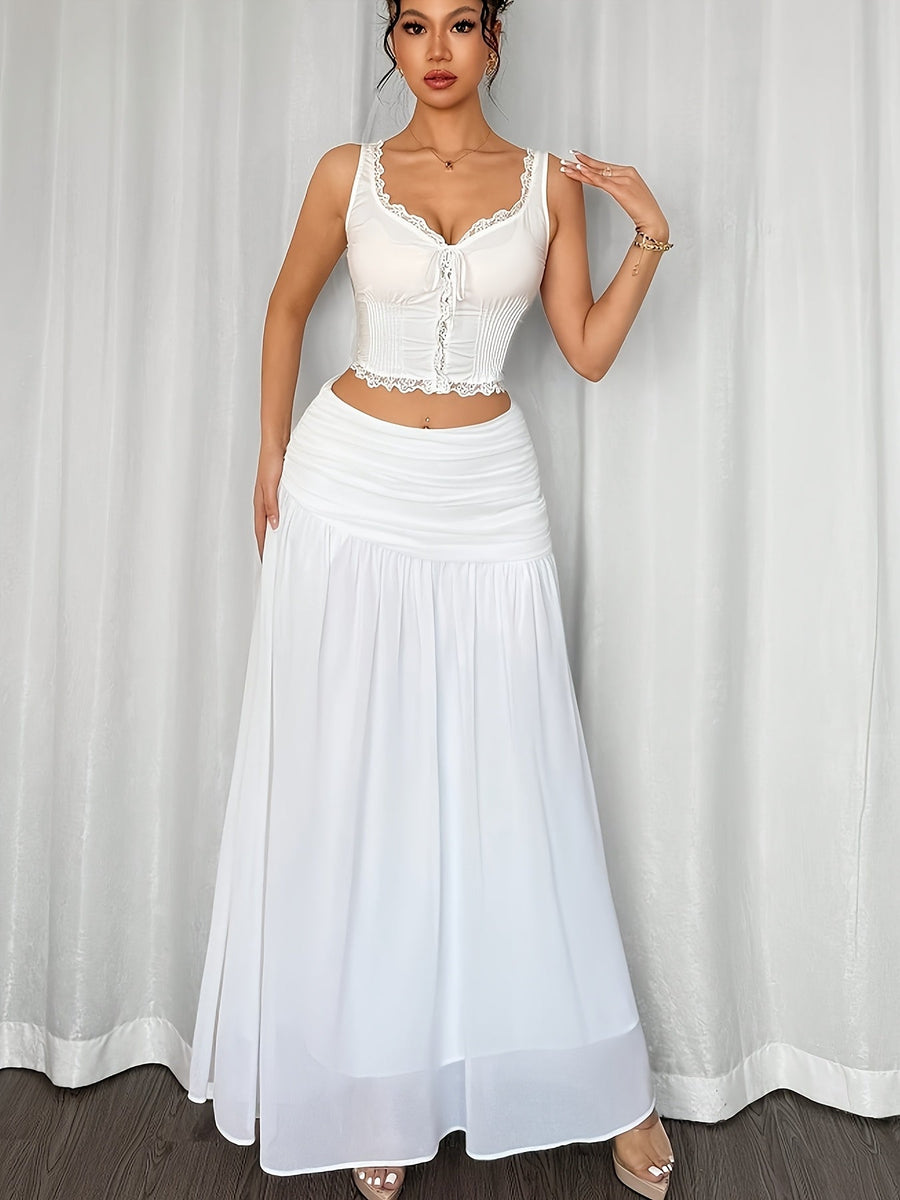 Jupe longue de plage drapée style bohème pour femme – Élégante et fluide, idéale vacances et soirées d'été