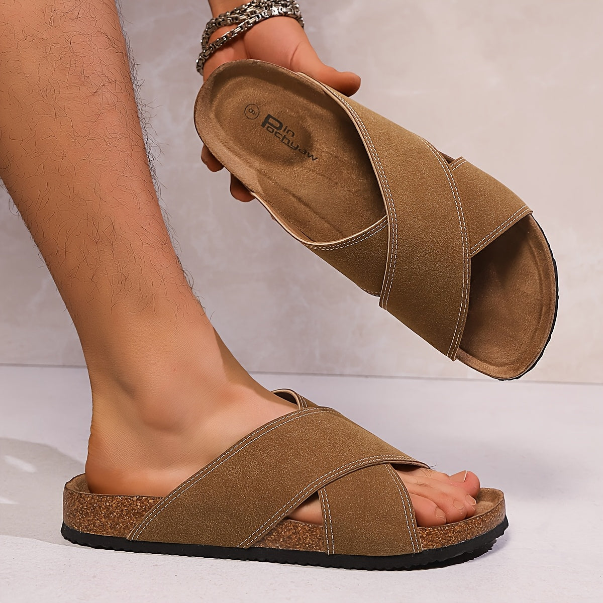 Sandały męskie z krzyżowanymi paskami, styl casual, lato, miejski komfort