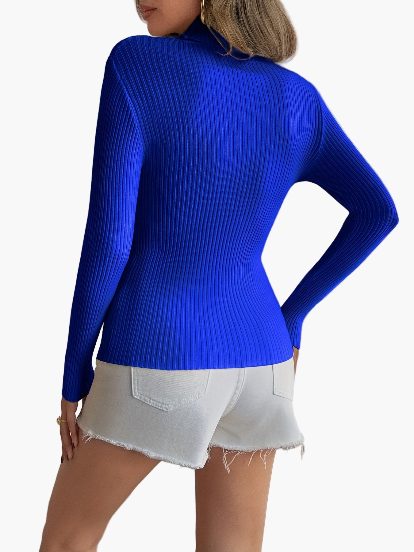 Maglione donna collo alto aderente stile elegante per tutte le stagioni