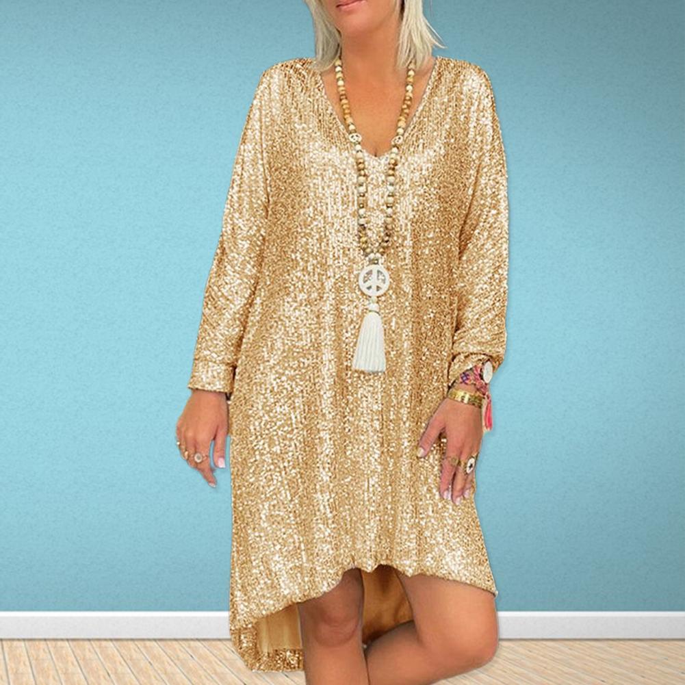 Robe Femme Élégante à Sequins Style Décontracté Chic pour Occasions et Soirées
