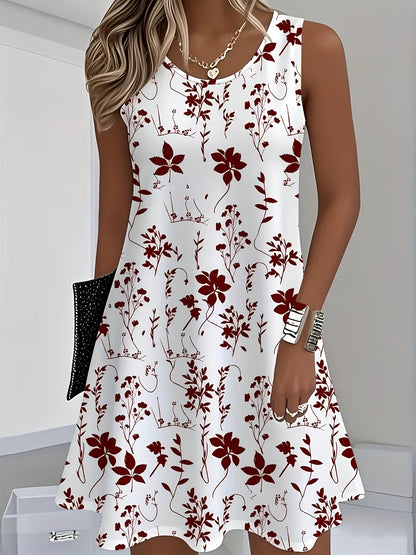 Vestido de verano casual sin mangas para mujer estilo floral chic