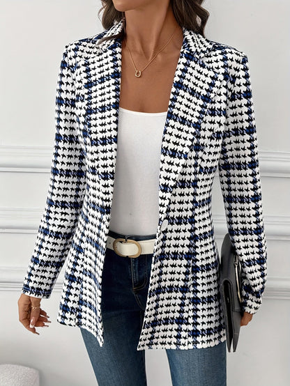 Blazer femme élégant à carreaux style bureau pour le printemps