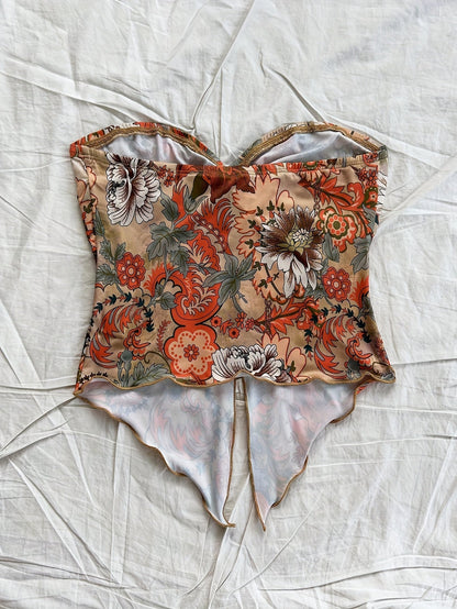 Top bustier floreale stile vintage da donna - ideale per estate e festival