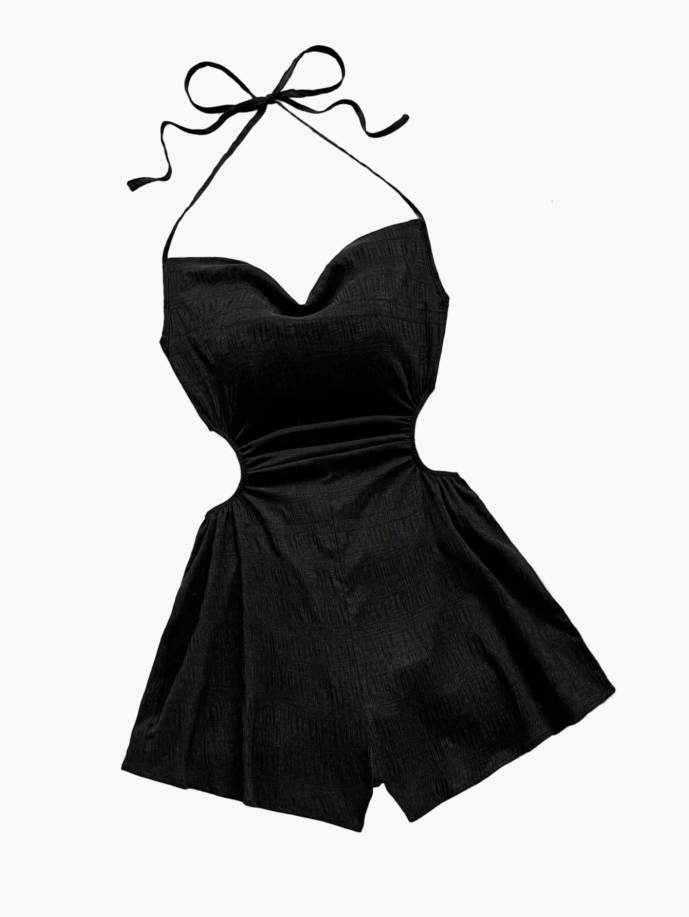 Elegant Women's Romper with Cowl Neck and Open Back – Vacation Style, Modern Fit