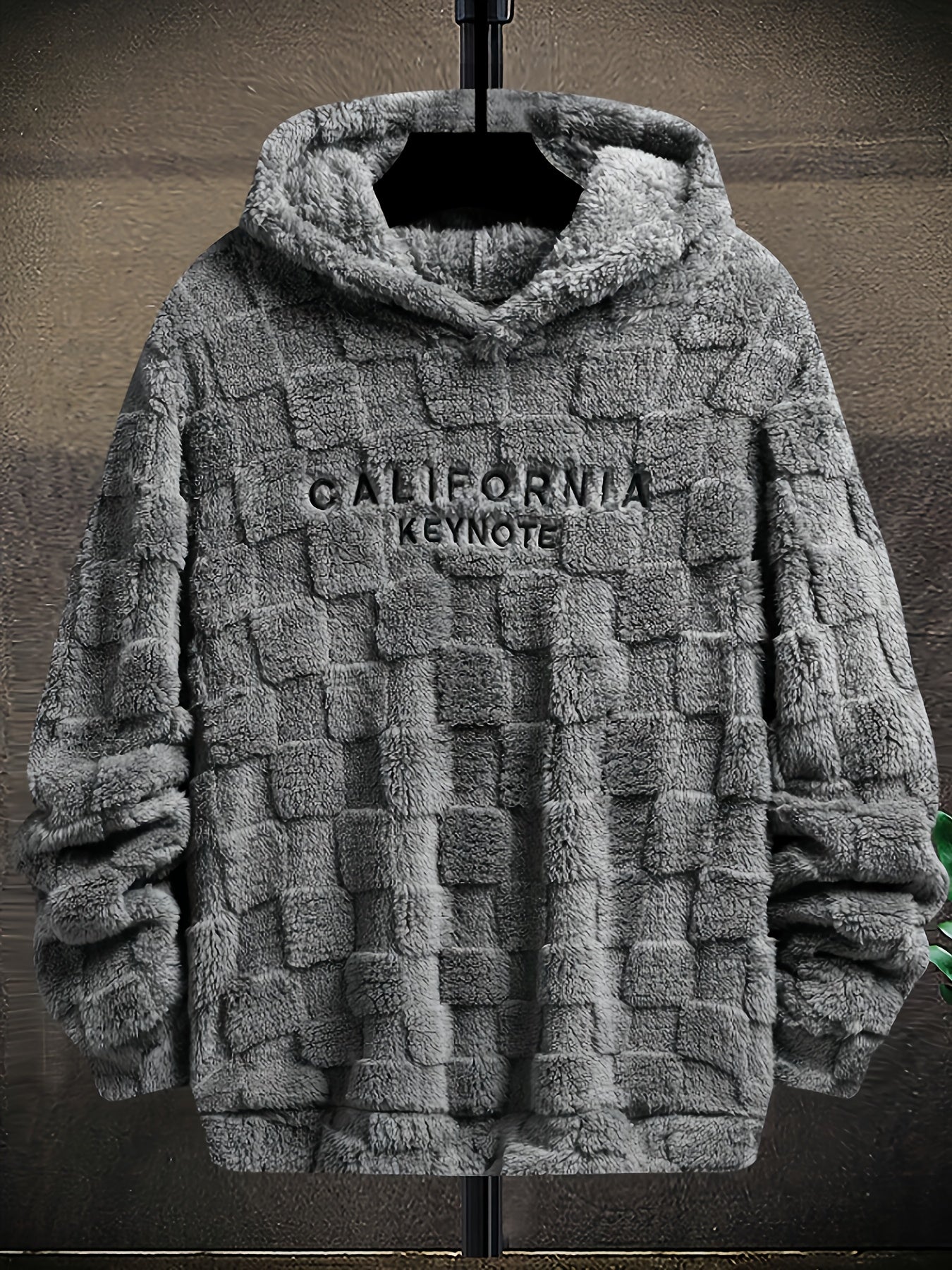 Sweat à capuche doux texturé en peluche pour homme avec motif « California Keynote »