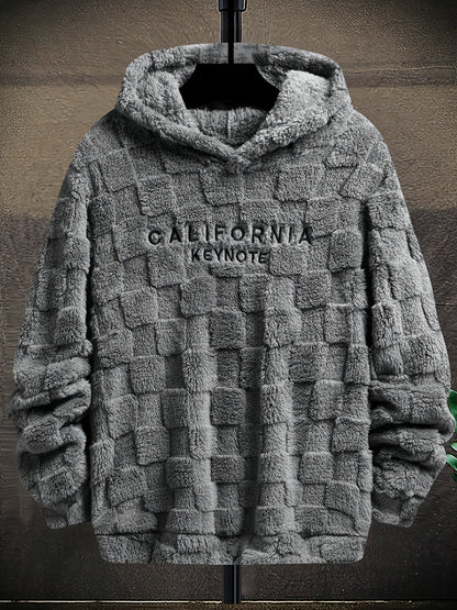 Sweat à capuche doux texturé en peluche pour homme avec motif « California Keynote »