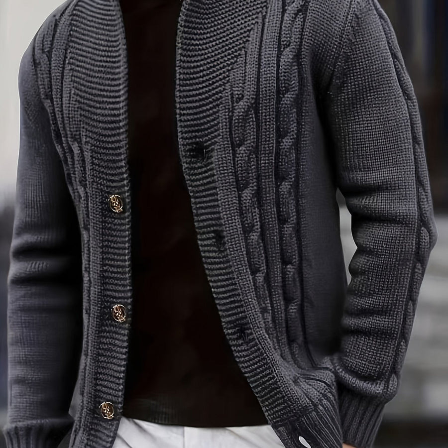 Herren-Cardigan aus Strick mit Schalkragen und Knöpfen